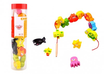 Ξύλινα Συρόμενα Θαλάσσια Ζωάκια με Κορδόνι