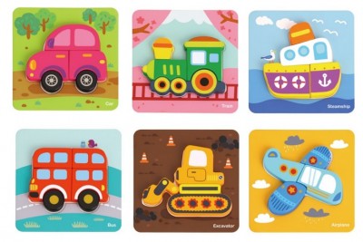 Ξύλινο Παζλ Μέσα Μεταφοράς 6 σε 1