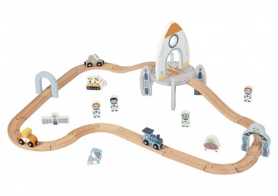 Ξύλινος Διαστημικός Σταθμός Σετ Τρενάκι 